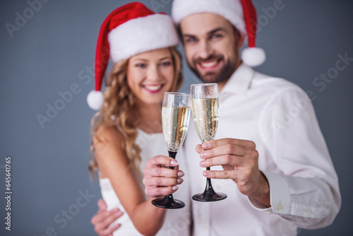 Beautiful couple celebrating Christmas