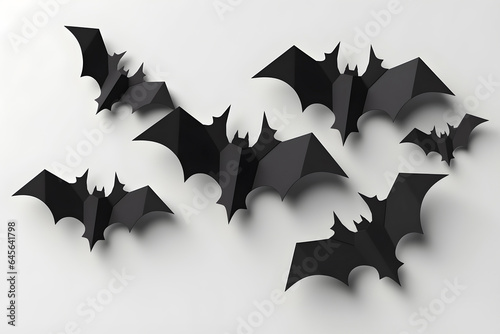 Creative Halloween bat paper cut art on gray background