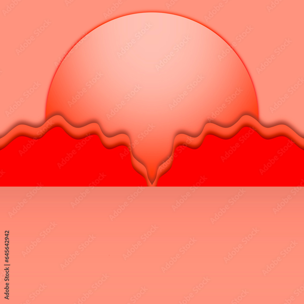Minimal scene with geometrical forms. On orange background.