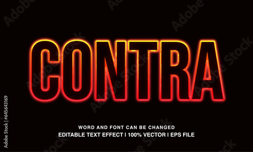 Contra editable text effect template  neon light futuristic typeface  premium vector