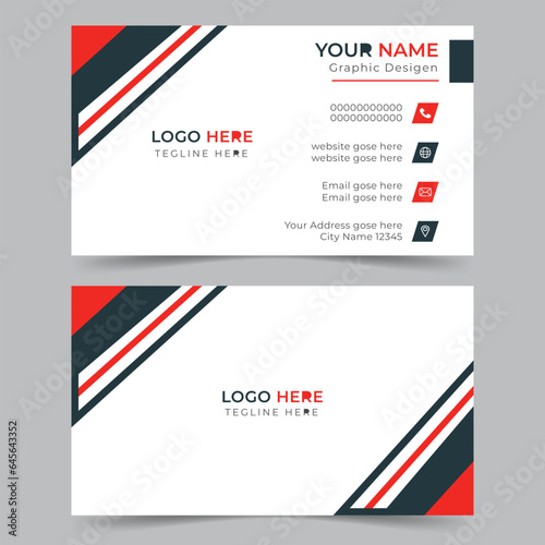Modern blue and white business card design. Flat design vector abstract creative - Vector .