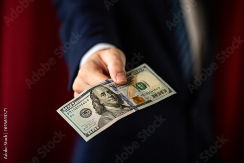 businessman holding money , One Hundred dollar 5