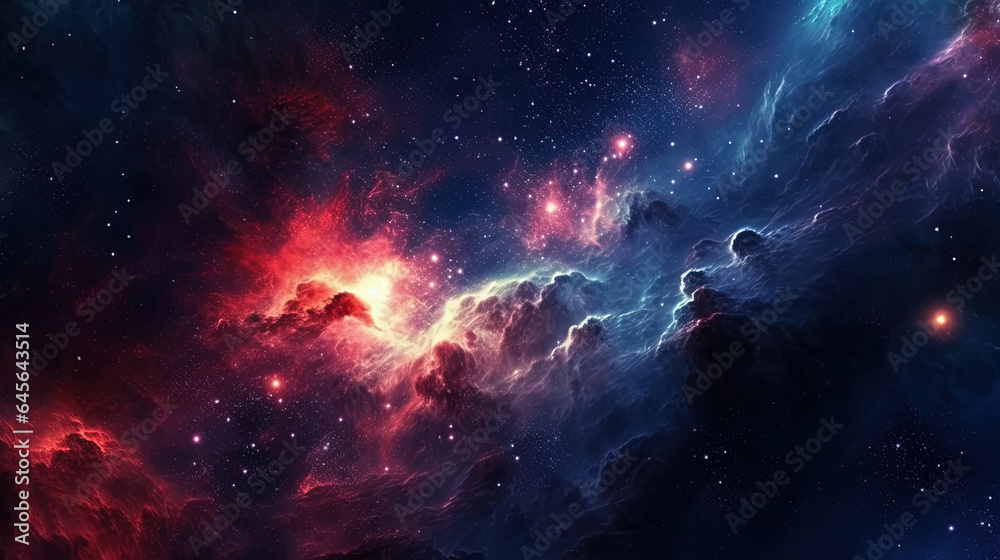 Fototapeta premium Dark Night Sky with Stars and Nebulous Clouds