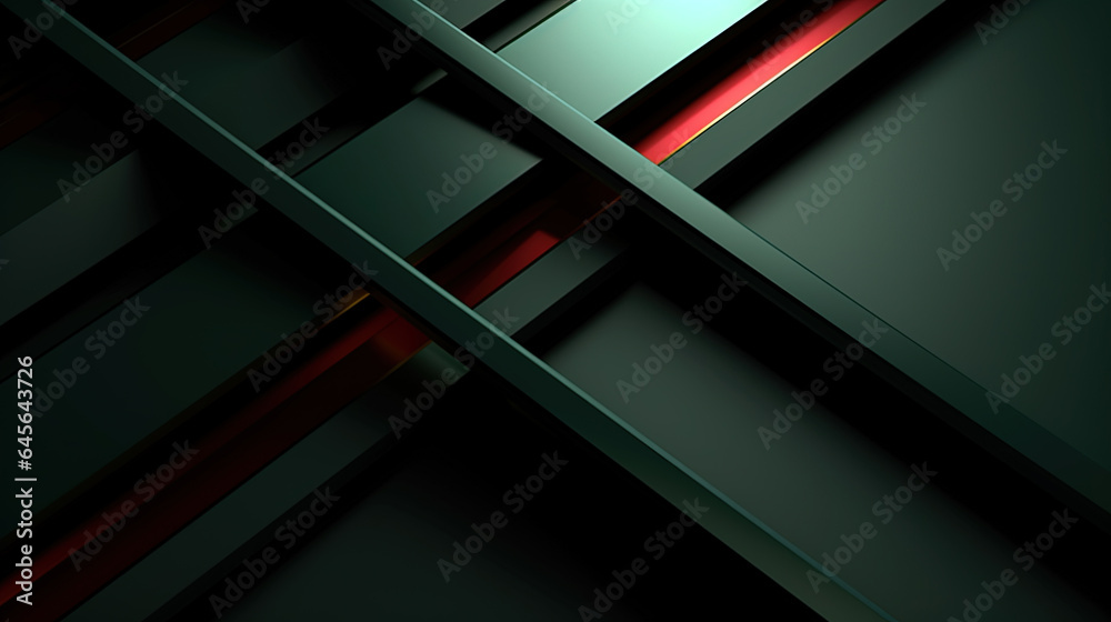 Few Lines of Distinct Layers Minimalist Style Green and Red Metallic Background