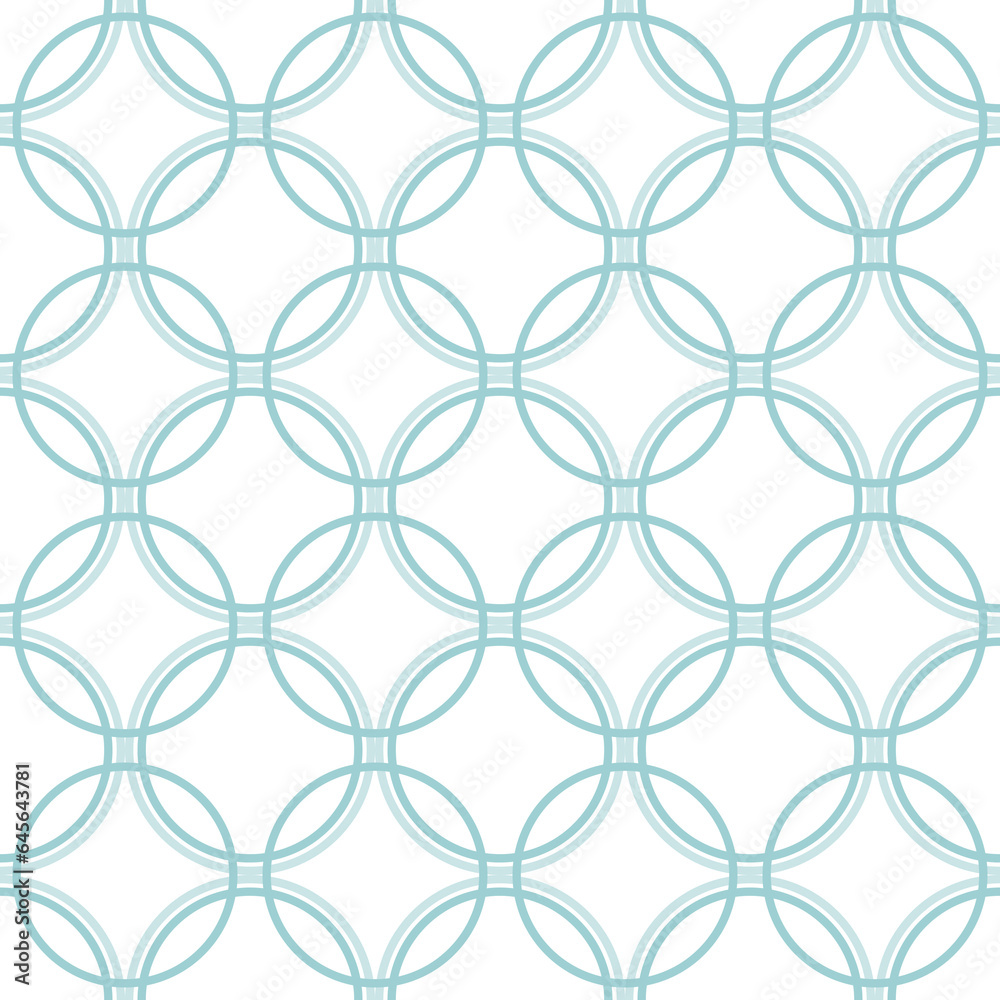Seamless overlapping blue circle pattern illustration on white