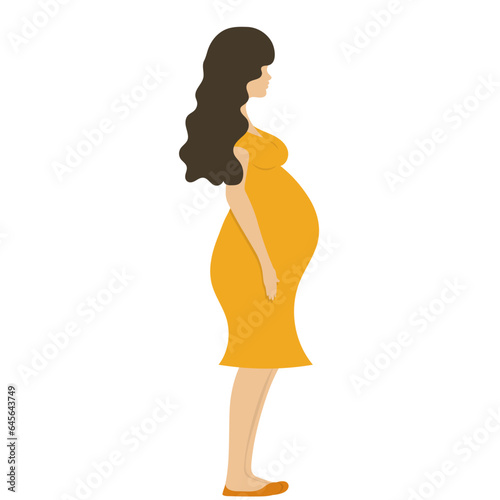 Pregnant woman in full growth. Flat design. Vector illustration