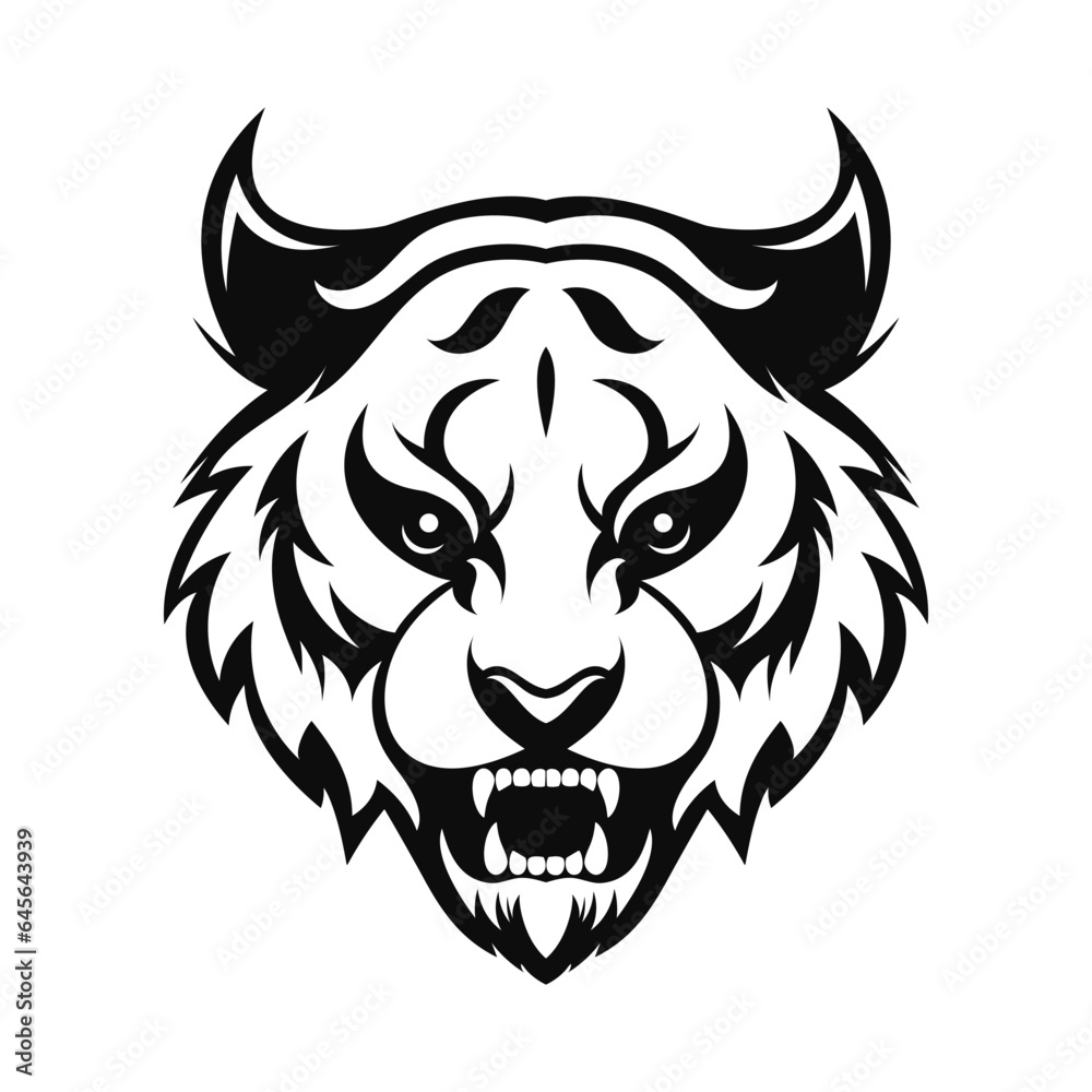 Tiger head, face logo. Vector logo template