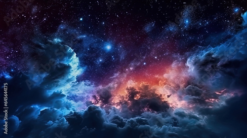 Dark Night Sky with Stars and Nebulous Clouds