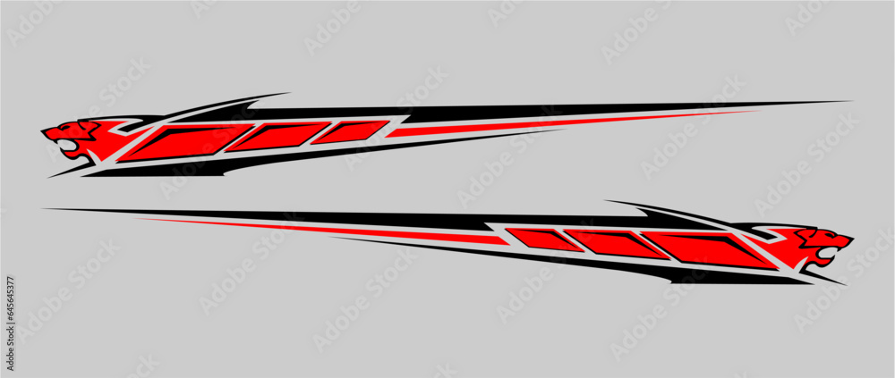 Vinyl sticker set Tiger power puma jaguar Decals for Car truck mini bus modify Motorcycle. Racing Vehicle Graphics kit isolated vector design race Elegant stripes