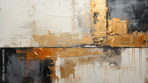 Deconstructed Black and Silver Gold Foil Abstract Art