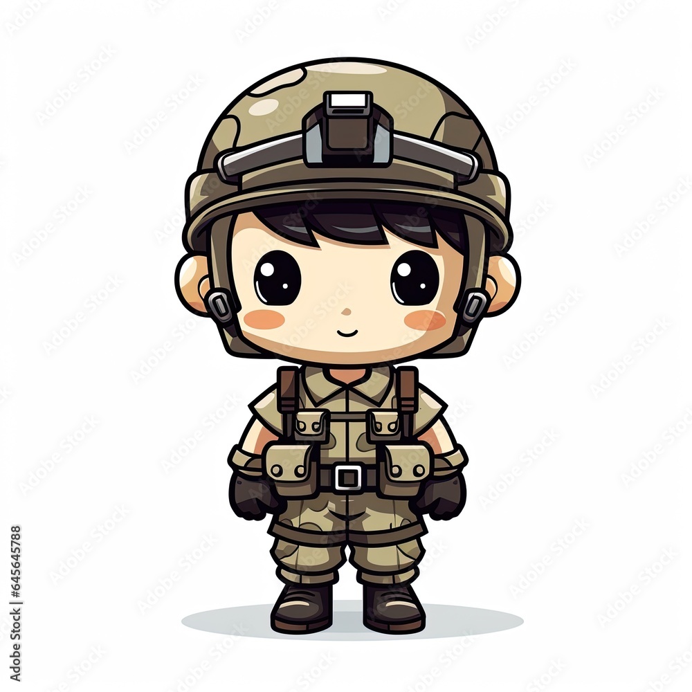 Cute Cartoon Soldier isolated on a white background Cute Cartoon Soldier isolated on a white background