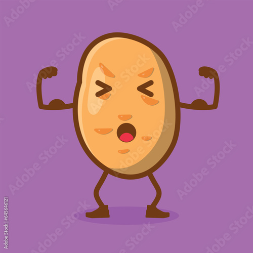 Vector Illustration Design of a Hand-Drawn, Adorably Muscular Potato Character