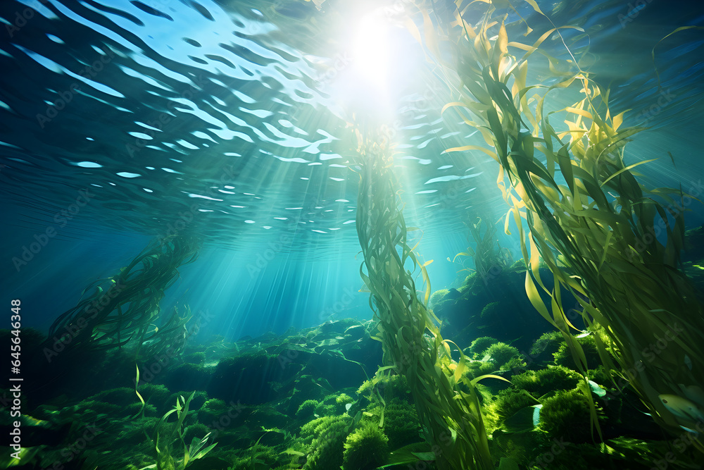 Obraz premium underwater scene with sun rays