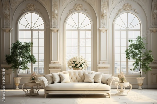Friendly interior style. living room. Wall mockup. Wall art. 3d rendering, 3d illustration,Generative AI © Azar