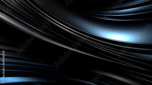 Drapery fractal curves, shiny black and blue dynamic metal wave, futuristic and technology concept abstract 3d illustration, elegant and luxury background. 