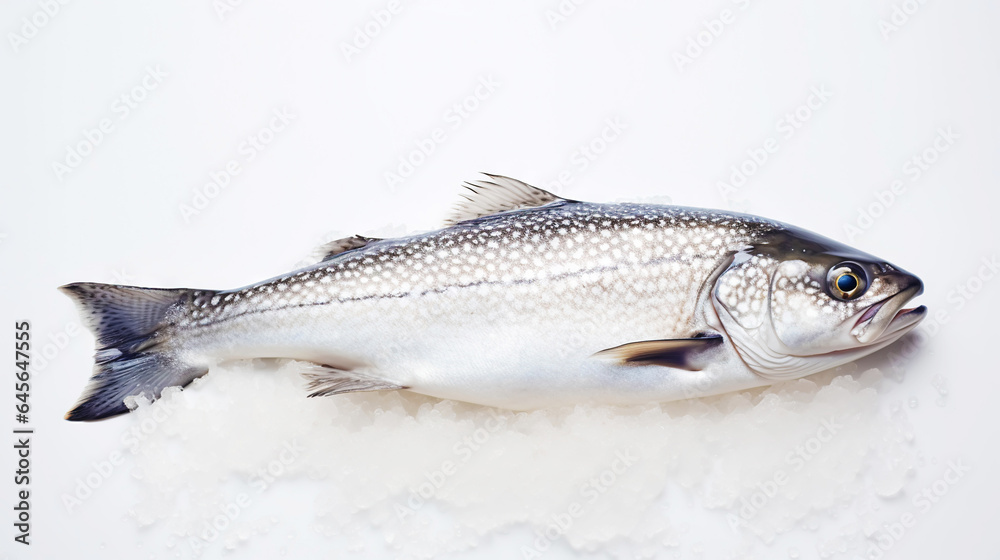 Obraz premium Fresh Horse Mackerel, trachurus on Ice. Seafood background. Generative AI