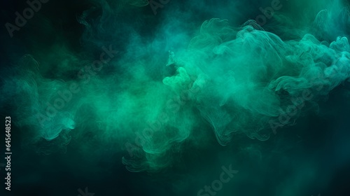Blue-Green Haze Texture of Ink Water. Shiny Glitter Steam Cloud Blend on Dark Abstract Background for Fantasy Night Sky