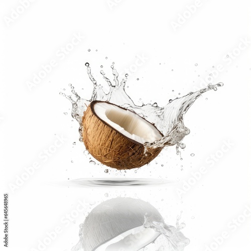 Coconut water splash on white background