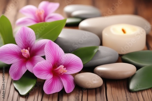 spa stones and orchid