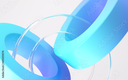 Minimal background with glass and plastic shapes. 3d rendering illustration. photo