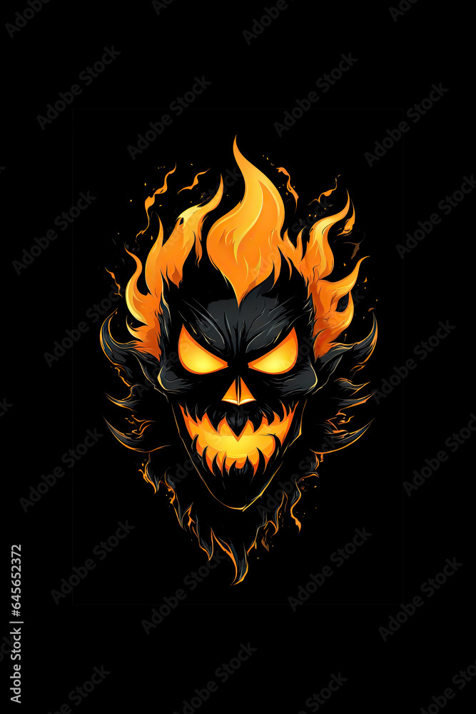 Scary black Soul, Halloween resource in black and orange