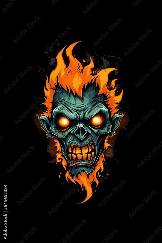 Scary zombie, Halloween resource in black and orange Scary zombie, Halloween resource in black and orange