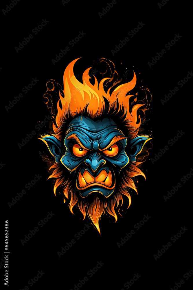 Obraz premium Scary monster, Halloween resource in black and orange
