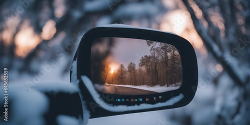 reflections in a car mirror