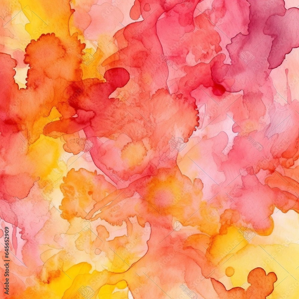 Watercolor background in yellow red orange and pink tone