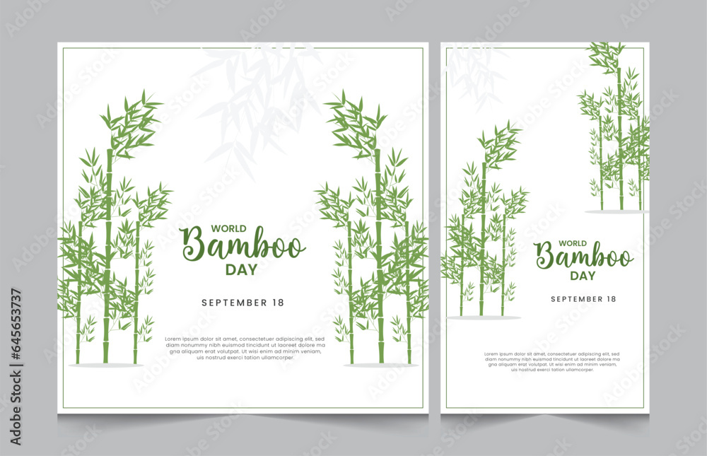 Set of bamboo day, instagram square banner and stories template, eps vector illustration eps 10