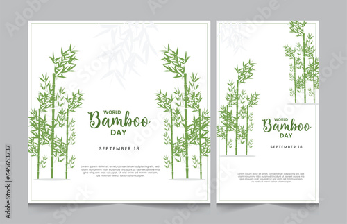 Set of bamboo day, instagram square banner and stories template, eps vector illustration eps 10