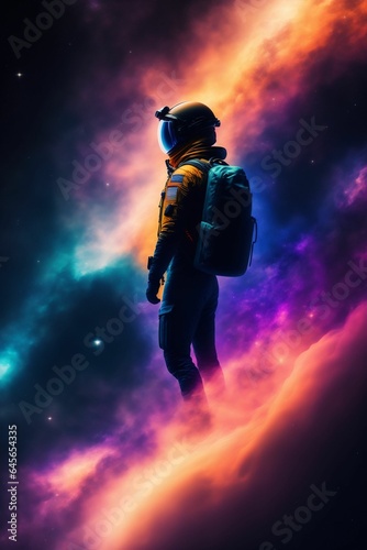 man floating in space with a galaxy background © Sohaib