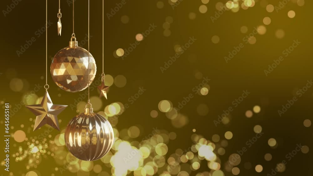 Gold christmas ball with glow bokeh background