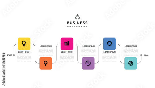 Vector infographic business presentation template connected with 6 options