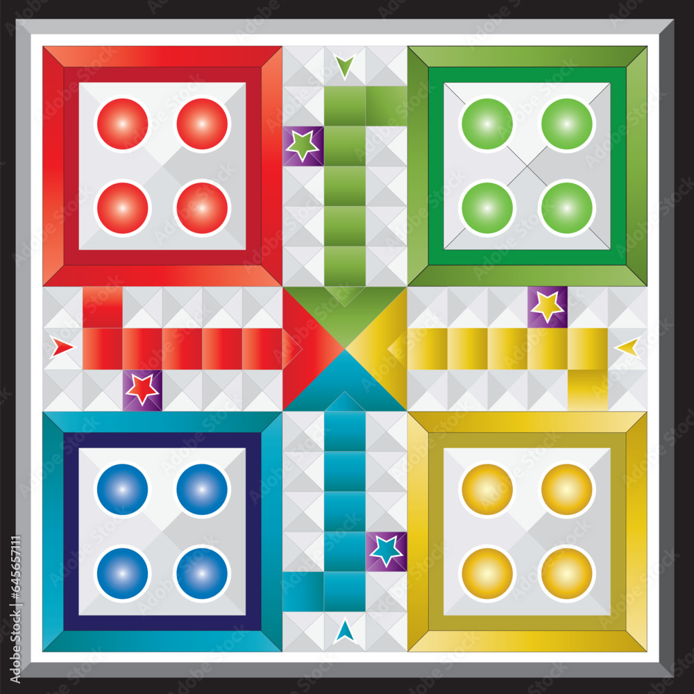 It's a classic family board game. Vector ludo board family game. 3D ...