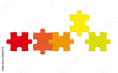 Vector Colorful Jigsaw Puzzle Pieces Illustration Isolated On A White Background.