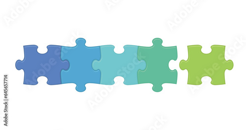 Vector Colorful Jigsaw Puzzle Pieces Illustration Isolated On A White Background.