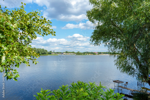 Panoramic view of the Dnipro river  Kyiv  Ukraine 