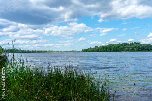 Panoramic view of the Dnipro river  Kyiv  Ukraine 