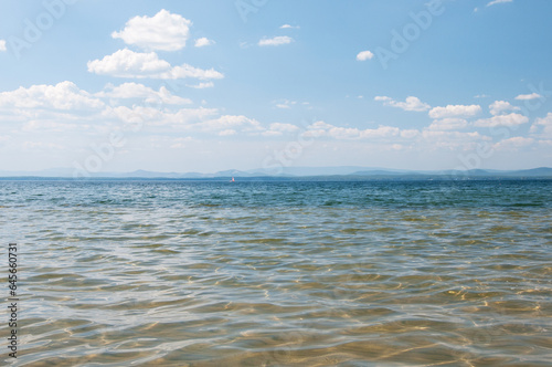 Seascape view of lake Uvildy in summer, South Ural, Russian Federation photo