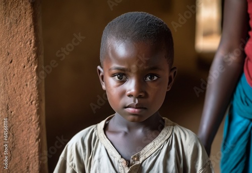 A detailed view of a young boy