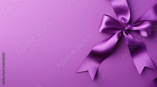 Alzheimer s disease day  purple ribbon on purple background. Generative Ai