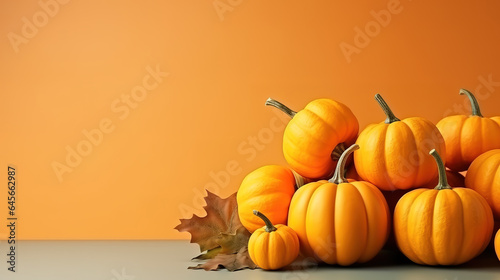 Traditional autumn background assorted of knitted pumpkin handmade concept. Generative Ai