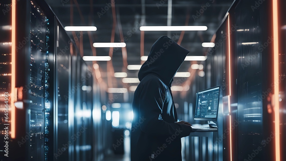 dagerous hacker stealing data inside a server room dagerous hacker stealing data inside a server room