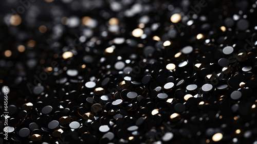Black glitter sparkle background. Black friday shiny pattern with sequins. Generative Ai