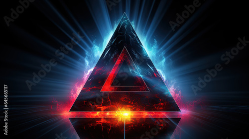 A triangle that is in the middle of a black background. Generative Ai