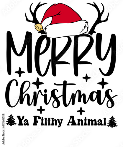 Merry Christmas ya filthy animal Funny Christmas T shirt Design