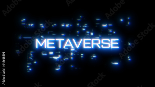 Metaverse word overlay with digital glitch