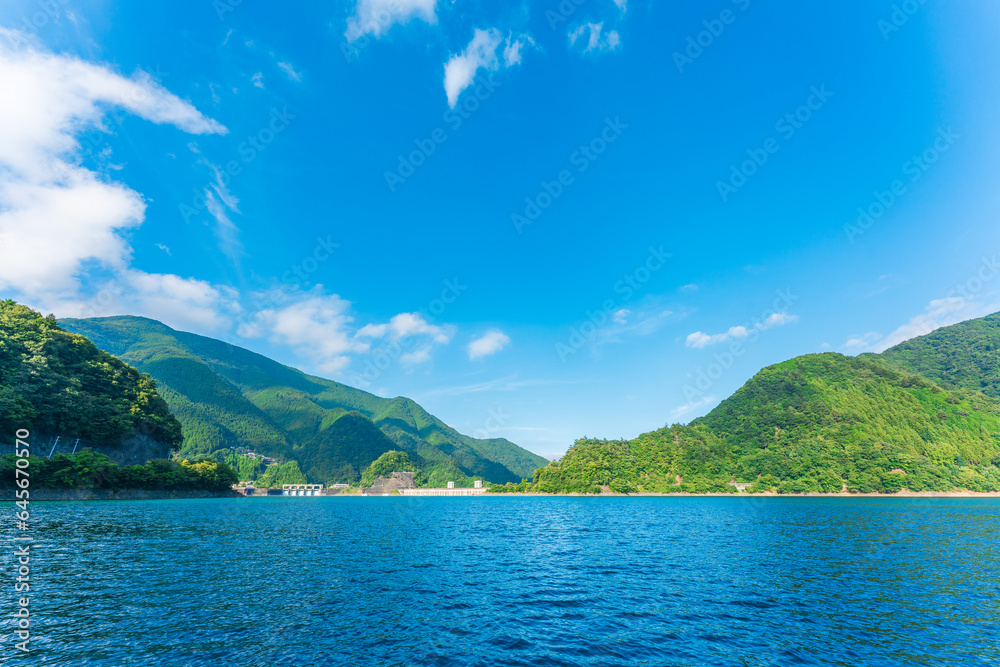 Japan lake Okutama in Summer