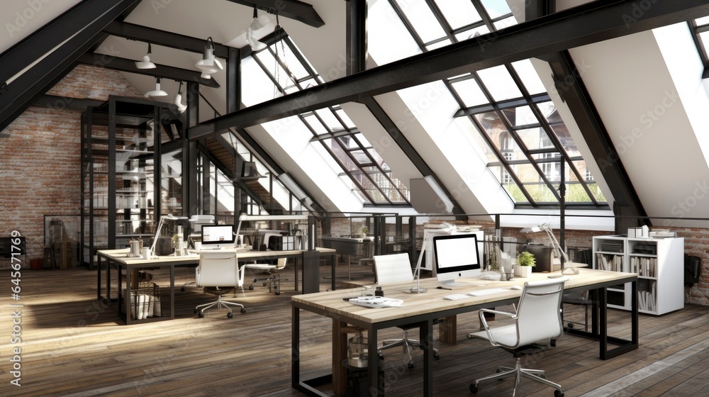 interior office co-working space design, Generative AI